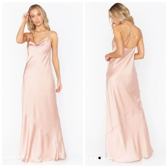 NWOT Show Me Your MuMu Tuscany Maxi Slip Dress in Rose Gold Luxe Satin - Picture 1 of 11